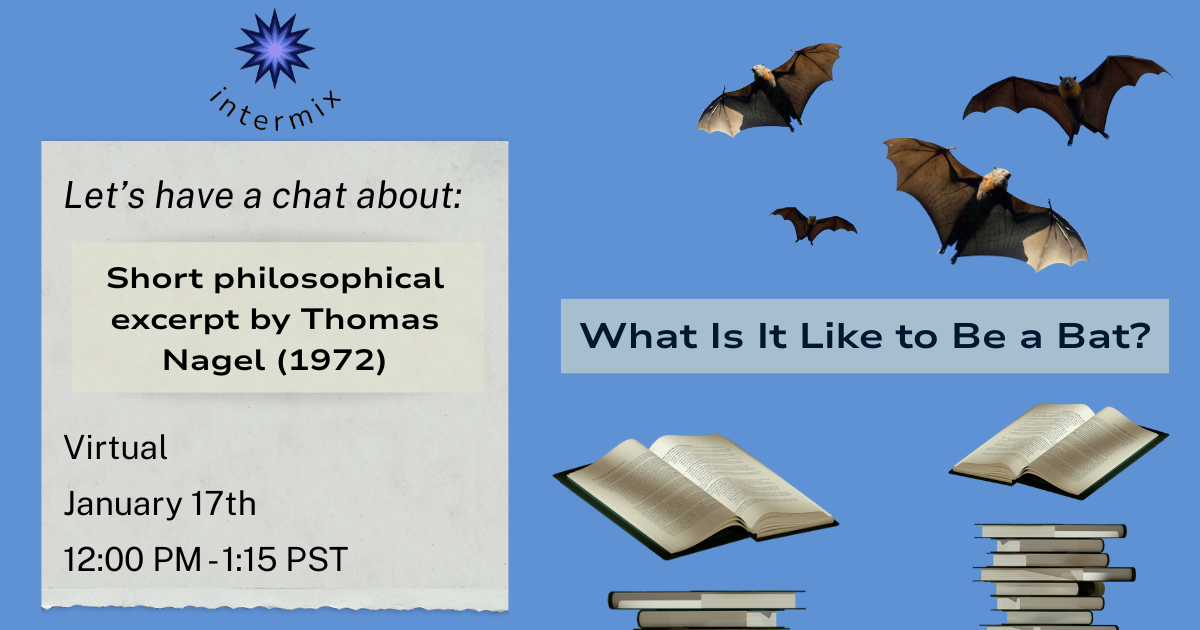 Event flyer for ‘What Is It Like to Be a Bat?’